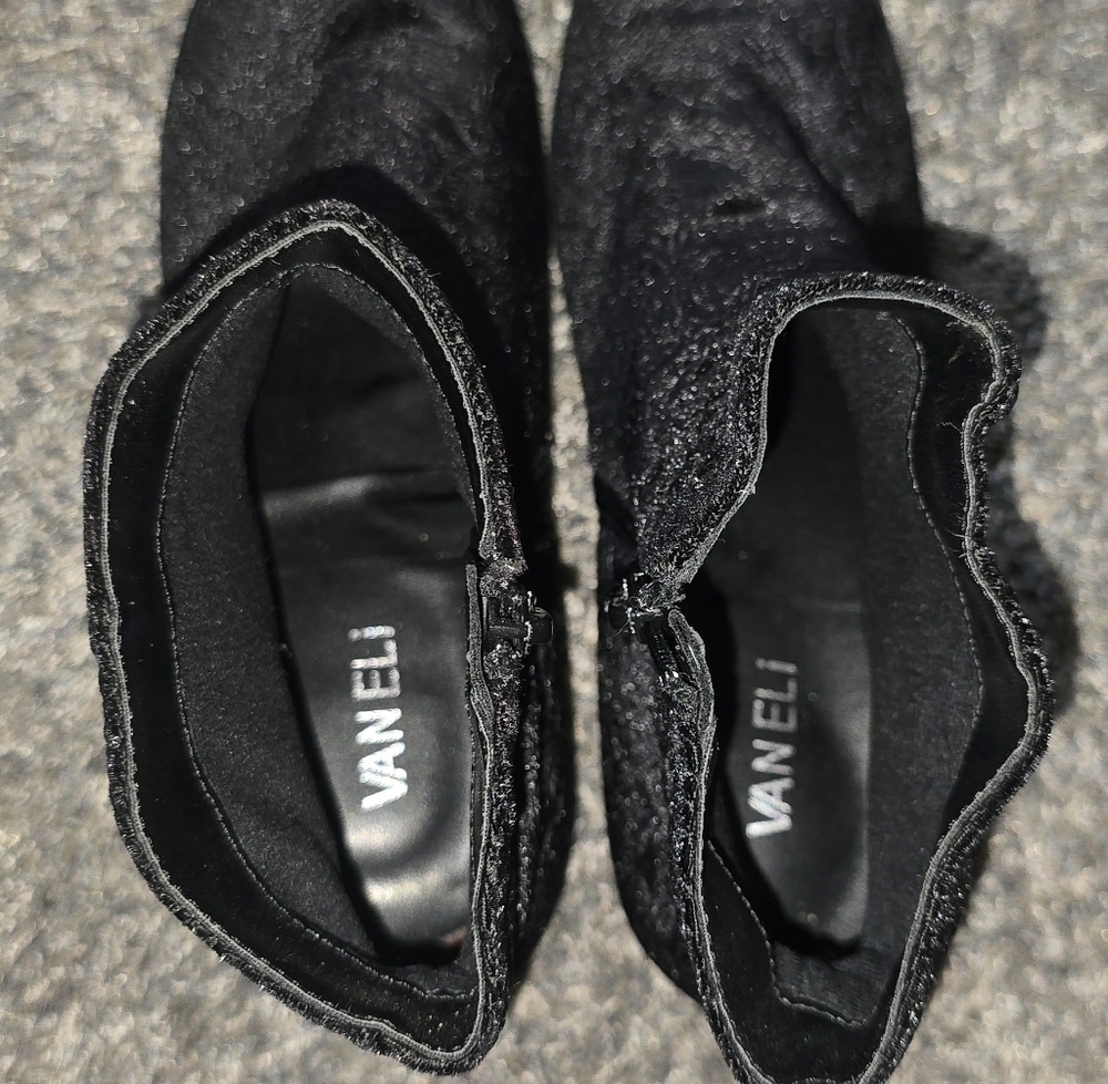 Vaneli Zeda black troppy velvet boots Womens Size 10 - Picture 3 of 9